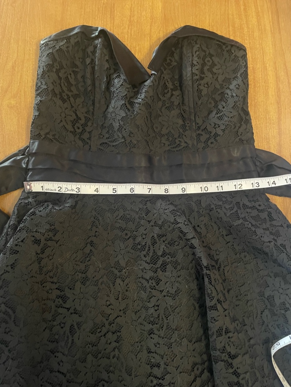VINTAGE Gunne Sax by Jessica McClintock Strapless Black Lace Tea-Length Dress - Picture 8 of 9